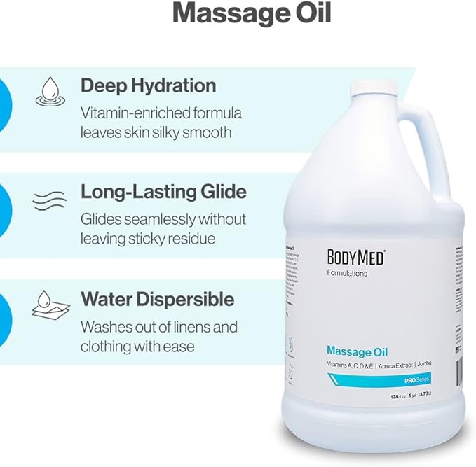 BodyMed Formulations Massage Oil, 8 oz. – Fragrance-Free, All-Natural Oil for Massage Therapy – Leaping Bunny Certified – with Arnica Extract & Jojoba – Non-Staining, & Paraben Free