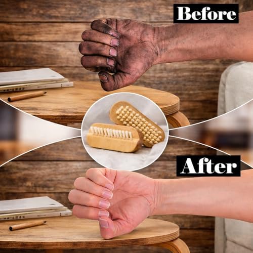 4 Pcs Wooden Nail brush Two Sided for Cleaning Fingernails,Fingernail Scrub Brushes Soft Stiff Bristles,Nature Wooden Scrubber Nails Toes Cleaning Brush for Men Women Kids - Image 4