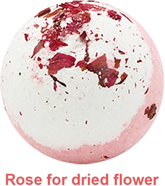 Dried Flower Bath Salt Balls,Rose Extract Essential Oils,Moisturizing Dry Skin,Fizzy Spa,Self Care,Bubble Bath Bomb Gifts Idea for Men Women