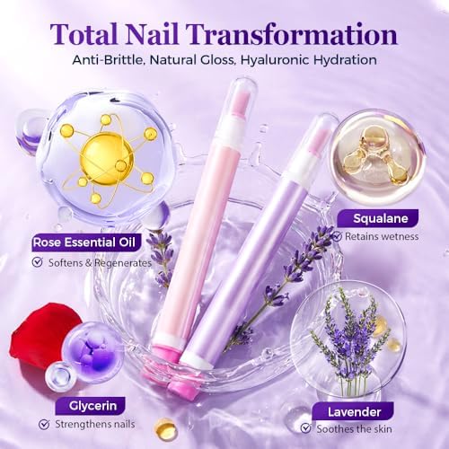 2-in-1 Cuticle Oil Pusher Pen, 2026 New Ceramic Cuticle Tool, Portable Lavender Scented Cuticle Pen for Manicure, Hydrating Nail Care Pen for Salon, Nail Repair Pen for Women (Purple+Pink) - Image 6