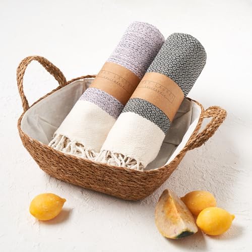 BAY LAUREL Turkish Hand Towel – Pack of 2 | Soft & Absorbent Decorative Towels for Bathroom, Hand, Face, Hair, Gym, Yoga, SPA, Kitchen & Tea (Dark Army Green, Diamond 16x40 Inches (Set of 2) - Image 6