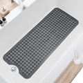 TEESHLY Bath Tub and Shower Mats, Non Slip 40 x 16 Inch Extra Large Bathtub Mat, Machine Washable Bathmat with Drain Holes, Suction Cups for Bathroom Floor, Clear Black by TEESHLY