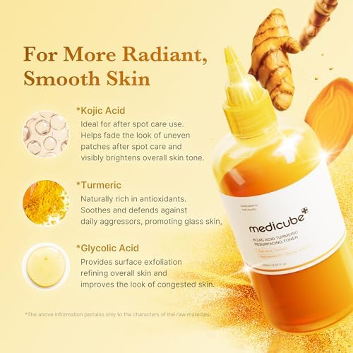 medicube Kojic Acid Turmeric Smoothing Toner for Face & Body | Lightweight Toner for Balancing Uneven Skin Tone & Texture | Niacinamide, Glycolic Acid for Clear Glass Skin | 8.45 fl.oz (Pack of 2) - Image 3