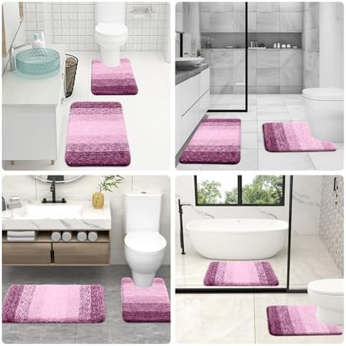 OLANLY Luxury Toilet Rugs U-Shaped 24x24, Soft Absorbent Microfiber Mat - Image 6