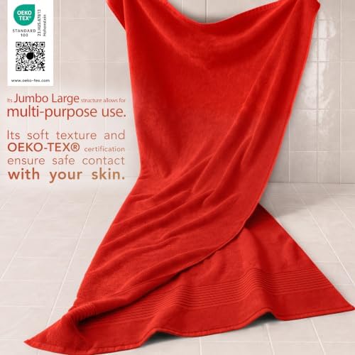 Cotton Paradise 100% Cotton Turkish Towel Set, Soft Absorbent Quick Dry, 2 Piece 35x70 Bath Sheet Set, Red - Image 3