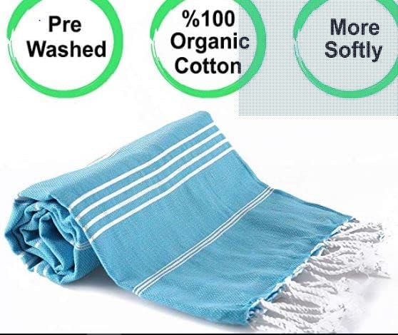 XL Turkish%100 Cotton Bath Beach Spa Sauna Hammam Yoga Gym Hamam Towel Fouta Peshtemal Pestemal Blanket - Set of 6 with Gift Bath Mitt (6, Multi)