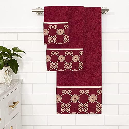Zahari Home Elegant Rose Classic Luxury Bath Towel Set - 3 Piece Towel Set - Bath Towel, Hand Towel and Wash Towel for Contemporary Bathroom Decor - Image 2