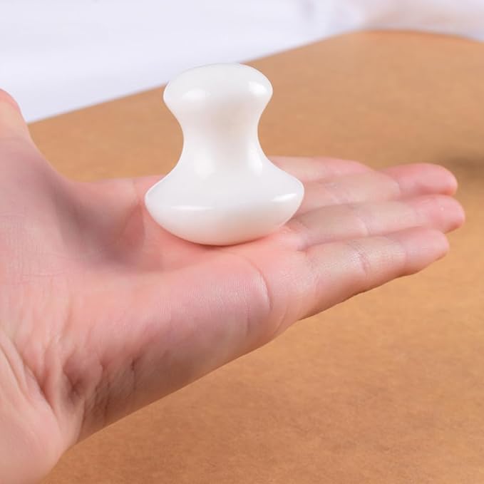 Uonlytech 2Pcs Gua Sha Facial Tools, White Jade Quartz Massage Gua Sha Rollers Stones Scraping Massage Tool for Women Home Spa