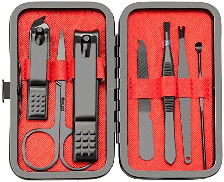 NZKNP 7 in 1 Travel Manicure Set with Case,Nail Grooming Kit Tools for Care,Fathers Day Dad Husband Gifts,Stocking Stuffers for Men Teen Boys,Pedicure Clipper Cleaning Cuticle,Business Trip Essentials by NZKNP