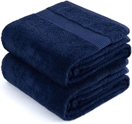Cotton Paradise 100% Cotton Turkish Towel Set, Soft Absorbent Quick Dry, 2 Piece 35x70 Bath Sheet Set, Navy Blue - Image 6