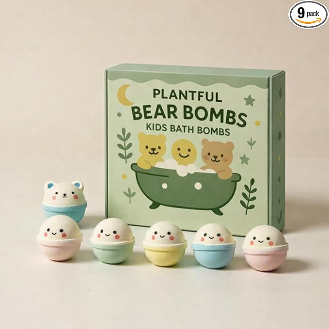 Plantful™ Natural Bath Bomb for Kids, Non-Toxic, Bubble podz, Fluffy Foam soap, Holiday Gifts, Bubble Bath Fizzy for Girls Boys, 9 Pack, Toddler, Pure Essential Oil