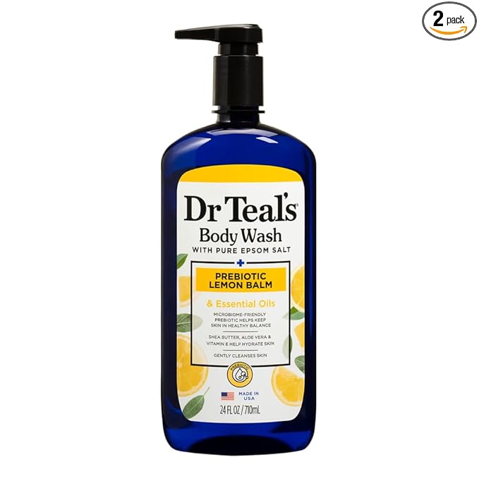Dr Teal's Body Wash with Prebiotic Lemon Balm, Sage & Thyme Essential Oils, Magnesium, 24 fl oz, 2 Pack