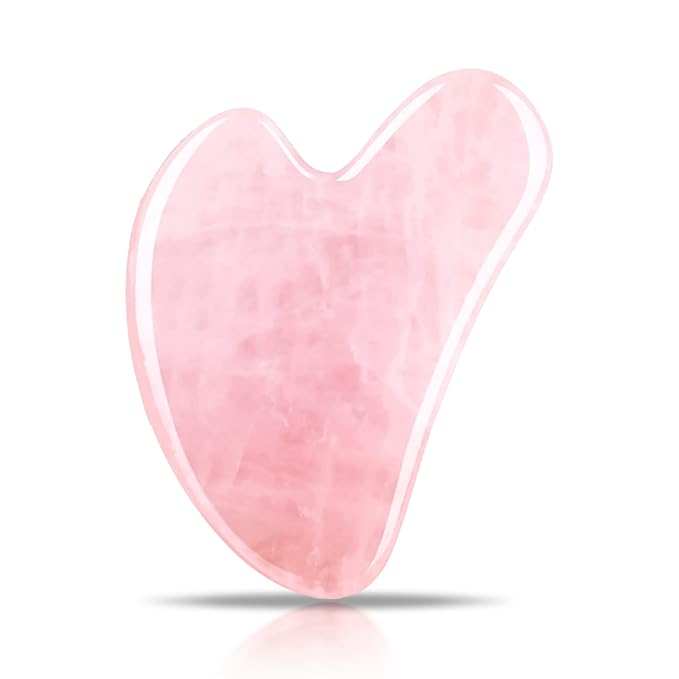 Gua Sha Facial Tools, Rose Quartz Guasha Tool for Face & Eye, Puffiness Reducing & Jawline Sculpting Face Stone Gua Sha Tools for Skin Care Woman GuaSha Stone Tool, Pink