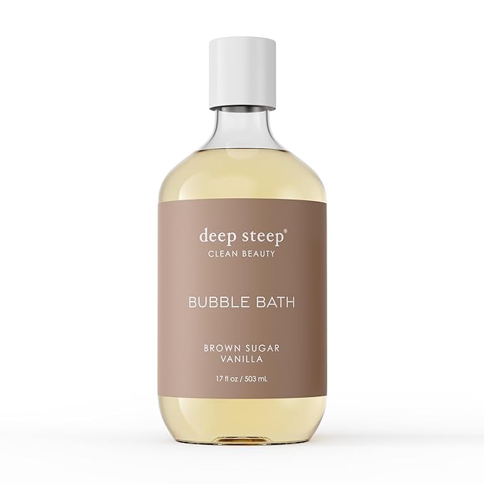 Deep Steep Brown Sugar Vanilla Bubble Bath for Women, Hypoallergenic, Clinically Tested, Clean Formula for Sensitive Skin, Sulfate-Free, 17 fl oz Bottle, Essential Bath Accessories