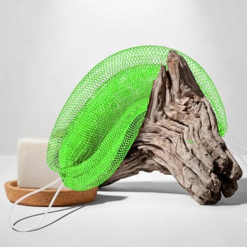 UJFQBH African Net Sponge Authentic 3 Pack, the Gentle Exfoliating Body Scrubber that Unclogs Pores, Reaches Your Back, Dries Fast, and Leaves Skin Smooth Day After Day（Green, Sky Blue, Rose Red） - Image 5