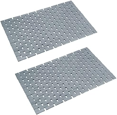 Bamboo Bath Mat Bathroom Rugs Floor Wood Shower Bathtub Waterproof Non Slip Grey Accessories 16x24 Inch Easy to Clean, 2 pcs by Fovlaurs
