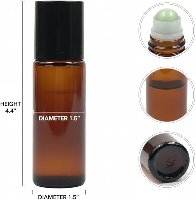 2 Pcs 1.7oz Amber Glass Roll On Bottles with Jade Roller Balls | Leak-Resistant Design for Essential Oils, Perfume & DIY Deodorant | Refillable, Includes Funnel & Opener (50ML Green)