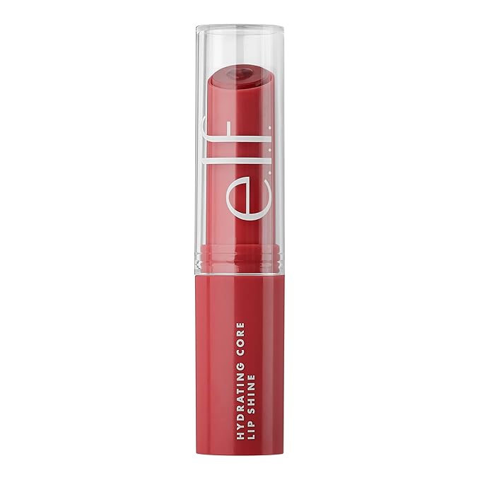 e.l.f. Hydrating Core Lip Shine with Shea Butter & Vitamin E, Tinted Lip Balm for A Smooth, Glossy Finish & Long-Lasting Moisture, Joyful Pink Rose