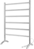 Freestanding Towel Warmer 6 Bars Plug-in Option 3 Working Modes Mirror Polished Stainless Steel 24”W 34”H