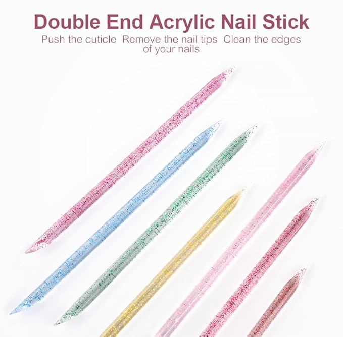 100Pcs Disposable Nail Sticks Double-End Nail Cuticle Pusher Remover Nail Care Stick Cleaning Stick for Fingernail Manicure Pedicure Tool (Blue)