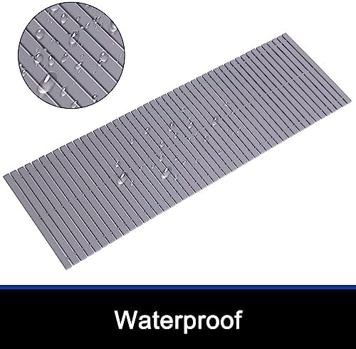 Bath Mat Bathroom Runner Long Large Rugs Floor Wood Shower Bathtub Waterproof Non Slip Accessories 16x48 Inch Easy to Clean, Striped Grey, 1 pc - Image 3