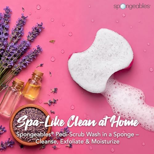 Spongables Pedi Scrub Foot Exfoliating 5+ Wash Travel Sponge, Lavender, 6 Count - Image 2