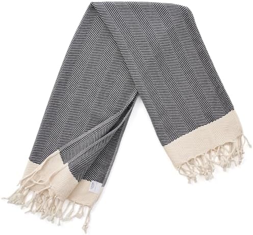 BAY LAUREL Turkish Hand Towel – Pack of 2 | Soft & Absorbent Decorative Towels for Bathroom, Hand, Face, Hair, Gym, Yoga, SPA, Kitchen & Tea | Boho Decor (Dark Gray, Herringbone 15x26 Inches(Set of 2) - Image 4