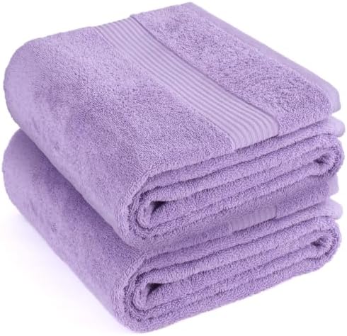 Cotton Paradise 100% Cotton Turkish Towel Set, Soft Absorbent Quick Dry, 2 Piece 35x70 Bath Sheet Set, Lilac - Image 6