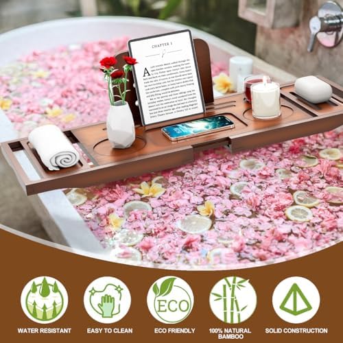 Banlilu Bathtub Tray - Bath Tray Expandable - Bath Tub Tray Table for Bathtub, Ajustable Size, Fits Most Tubs - Image 2