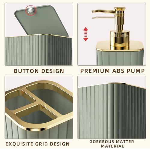 XLHOMO Bathroom Accessories Set - Gorgeous Sage Green Bathroom Set - Image 7
