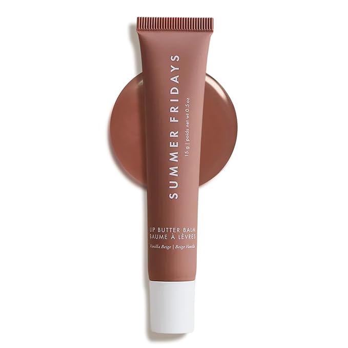 Summer Fridays Tinted Lip Butter Balm - Conditioning Vegan Lip Balm for Instant Moisture, Shine & Hydration - Sheer-Tinted, Soothing Skincare - Vanilla Beige (.5 Oz)