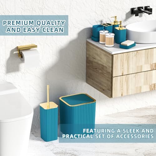 XLHOMO Bathroom Accessories Set - 10PC Gorgeous Teal Bathroom Set - Image 5