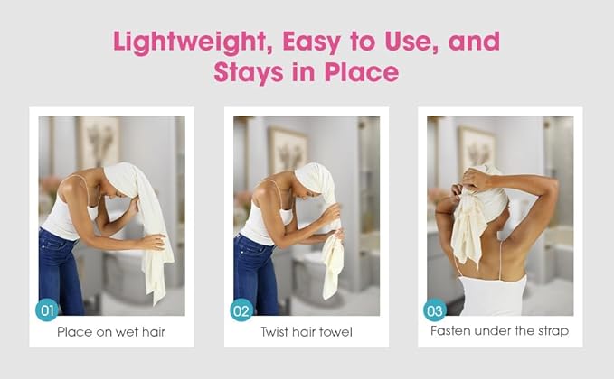 Hair RePear The Ultimate Hair Towel – Standard 21" x 44" Cotton Hair Towel for Wet Hair, Anti-Frizz Microfiber Alternative, Reduces Breakage, Gentle Fast Drying, No-Slip Fit Natural Greige