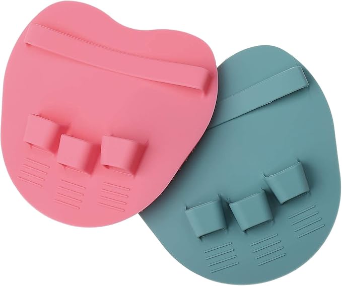 2 Pack Soft Silicone Shower Brush, Body & Face & Short Hair Wash, Bath Exfoliating Skin Massage Scrubber, Dry Skin Brushing Glove Loofah, Fit for Sensitive and All Kinds of Skin (PeonyPink+Green)