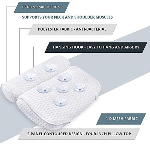AmazeFan Bath Pillow, Bathtub Spa Pillow with 4D Air Mesh Technology and 7 Suction Cups, Helps Support Head, Back, Shoulder and Neck, Fits All Bathtub, Hot Tub and Home Spa [US. Patent Design] - Image 3