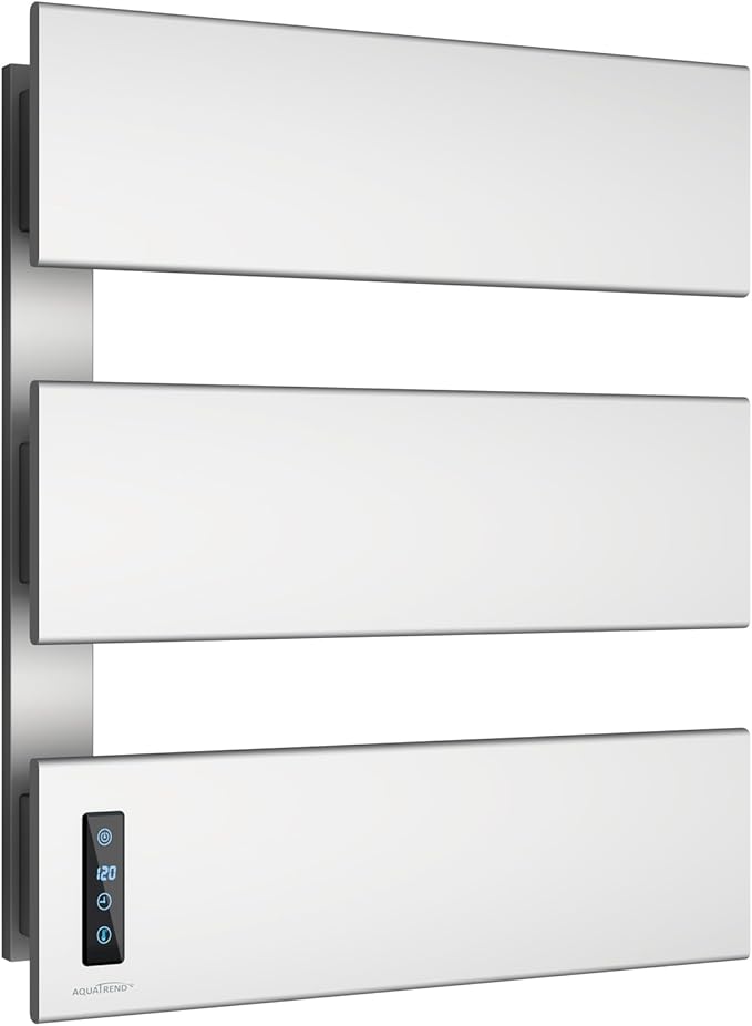 Towel Warmers for Bathroom, Heated Towel Rack Wall Mounted, 21.6" X 17.7" Smart LED Control, Built-in Timer & Temperature, Max 140°F, Plug-in, Fast Heating, Silver