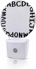 Night Lights Auto Sensor Alphabet Night Light White Modern Minimalist Letter Round Lamp Plug-in LED Nightlights Dusk to Dawn for Living Room Bedroom Bathroom Hallway Wall Decor