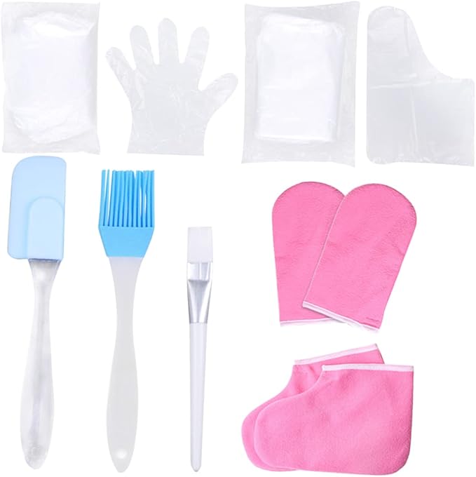 1set Paraffin Wax Hand Gloves Foot Care Supplies Hand Treatment Spa Foot Cover Moisturizing Gloves Skin Care Kit Random Color