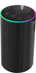 Waterless Essential Oil Diffuser, 7 Colors LED Light, Battery Powered Mini Scent Air Machine, Aromatherapy Mist Diffuser for Home Room Car Office，Black Aluminum Alloy (Black) (Black)