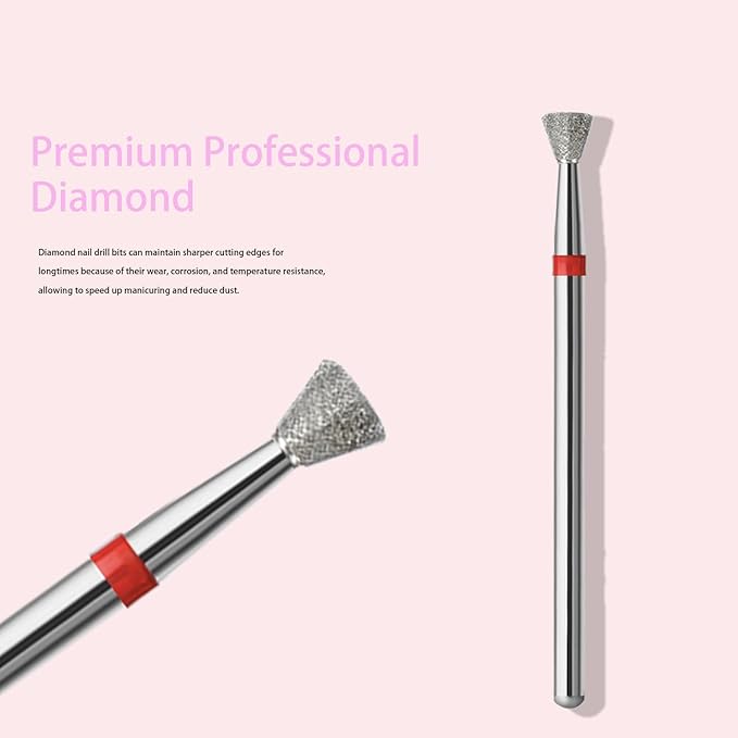 10pcs Inverted Cone Cuticle Drill Bits, Carbide Diamond Nail Bits for Dead Skin Removal & Nail Shaping, 3/32'' Two Way Rotate, Professional Manicure Pedicure Salon Tools(3mm Inverted Cone Bit, Fine-F)