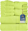 Utopia Towels 8 Piece Luxury Towel Set – Majestic Plush, Super Absorbent & Quicker-to-Dry, Thick 100% Ring Spun Cotton Towels for Bathroom, Spa & Hotel – 2 Bath, 2 Hand, 4 Washcloths, Neon Green by UTOPIATOWELS