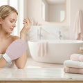 Premium Exfoliating Glove - Mitt for Deep Dead Skin Removal, Self Tan Prep & Keratosis Pilaris Treatment - 100% Vegan Viscose Body Scrubber Pink 2pcs