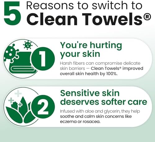 CLEAN SKIN CLUB Sensitive Skin Clean Towels® XL, Ultra-Soft Disposable Face Dry Wipes Infused with Aloe & Glycerin, XL - 2 Pack (100 count) - Image 4