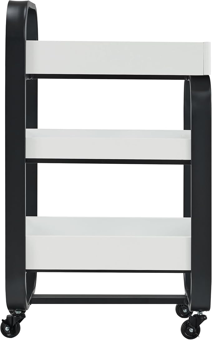 BarberPub Salon Storage Trolley with Shelves, Beauty SPA Rolling Cart with Lockable Wheels, 3-Tier Stylist Tool Organizer, Barber Mobile Station Equipment 2085 (Black)