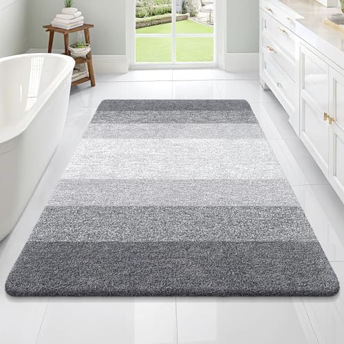 OLANLY Large Bathroom Rugs Mat 70x46, Extra Soft Absorbent Microfiber Bath Rugs, Rubber Backing, Quick Dry, Machine Washable Bath Mats for Bathroom Floor, Tub and Shower, Home Decor Accessories, Grey by OLANLY