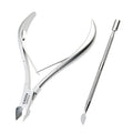 Professional Cuticle Trimmer Nail Cuticle Cutter Stainless Steel Cuticle Nippers with Sharp Blades Double Spring Manicure Tools for Nail Care Pedicure Home Spa (Silver - Pusher Included)