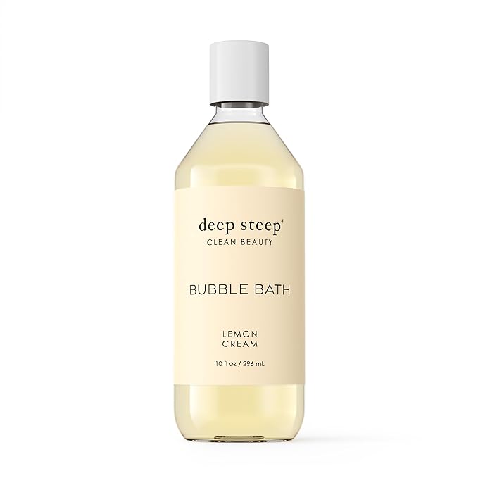 Deep Steep Bubble Bath, Lemon Cream, 10 oz – Soothing Soak with Shea Butter, Argan Oil, Aloe Vera & Coconut Oil – Vegan, Sulfate-Free, PH-Balanced Clean Beauty