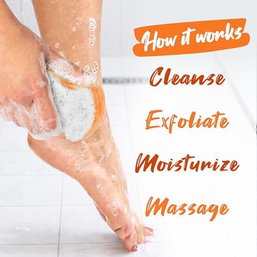 Spongables Pedi Scrub Foot Exfoliating 20+ Wash Sponge, Papaya, 1 Count - Image 4