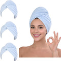 KELVO Microfiber Hair Towel Wrap for Women, 350 GSM Quick-Dry Hair Turban, Soft Anti-Frizz Towel for Curly, Long & Thick Hair, Lightweight Fast-Drying Head Wrap. (3 Blue Solid)