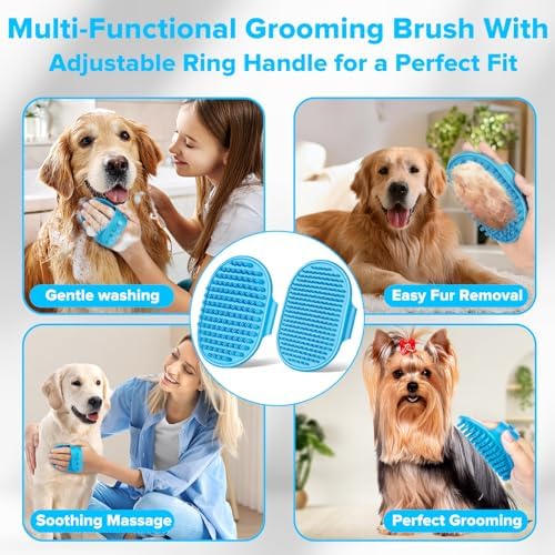 6PCS Grooming & Bath Supplies for Dogs, Cats | Dog Washing Gloves | Dog Bath Brush | Dog Shower Brush | Pet Grooming Gloves | Dog Grooming kit | Pet Supplies for Showerhead & Sprayer (Light Blue) - Image 5